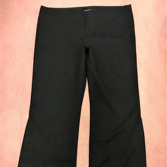 Prague Women Black Dress Pants Side Zipper Closure Side Split Size 10 - Picture 2 of 6